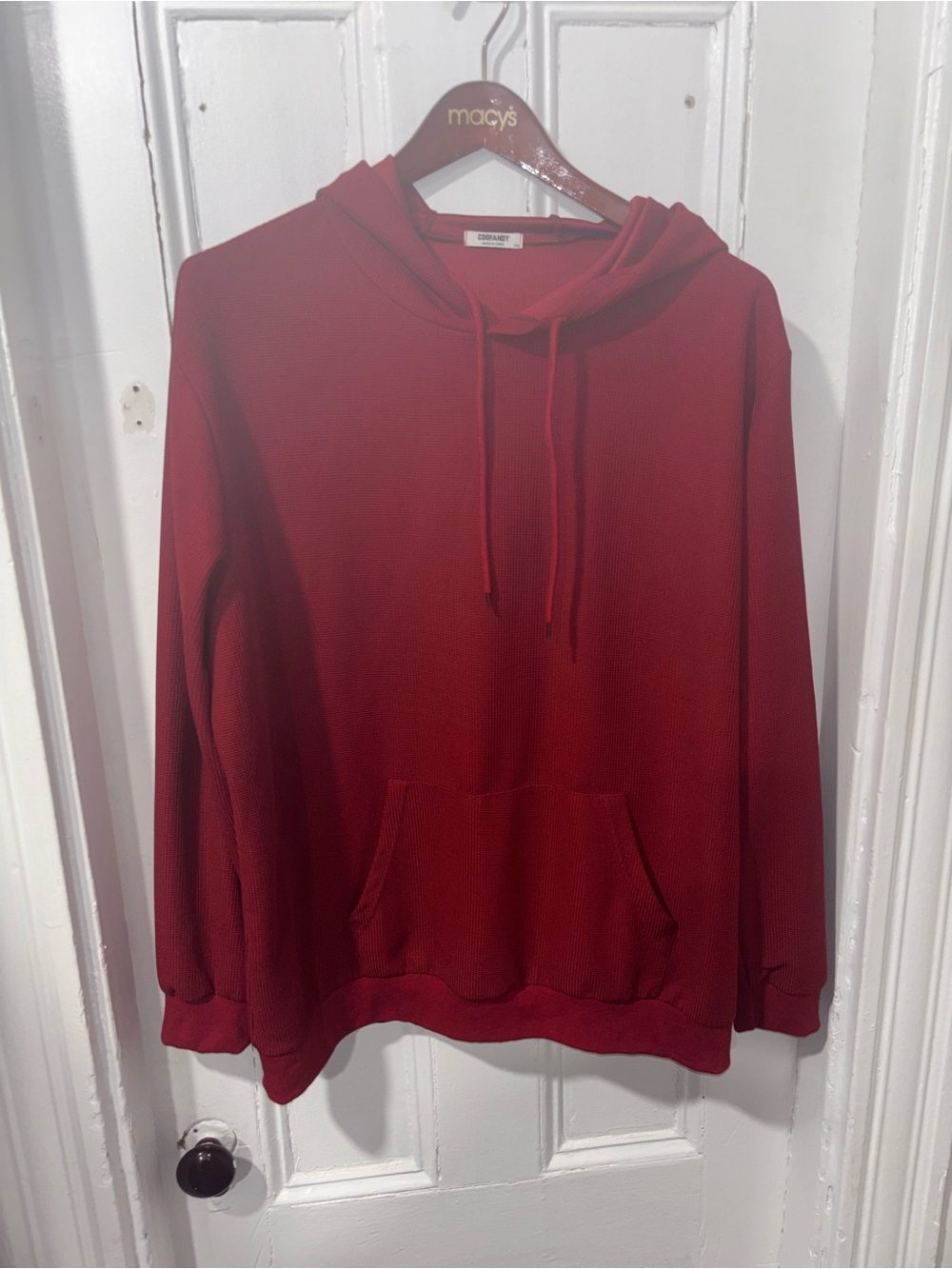 Men's Red Waffle Sweater - Coofandy